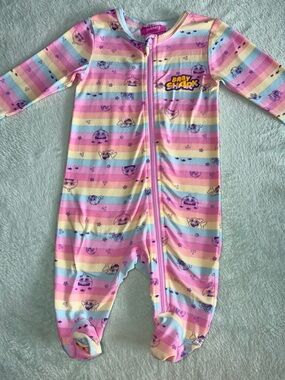 Nickelodeon Baby Shark Pastel Rainbow Stripe Footed One-Piece
